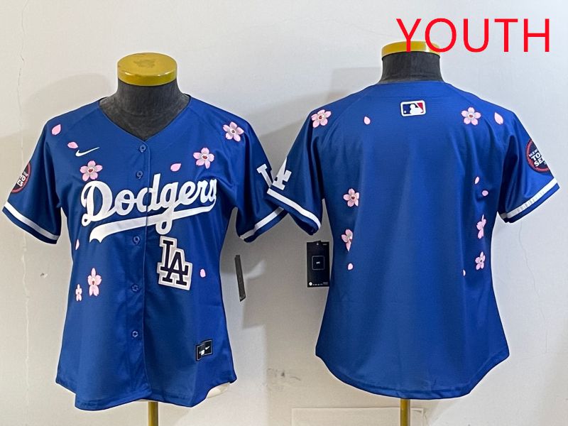 Youth Los Angeles Dodgers Blank Blue Sakura Edition 2025 Nike MLB Jersey style 6